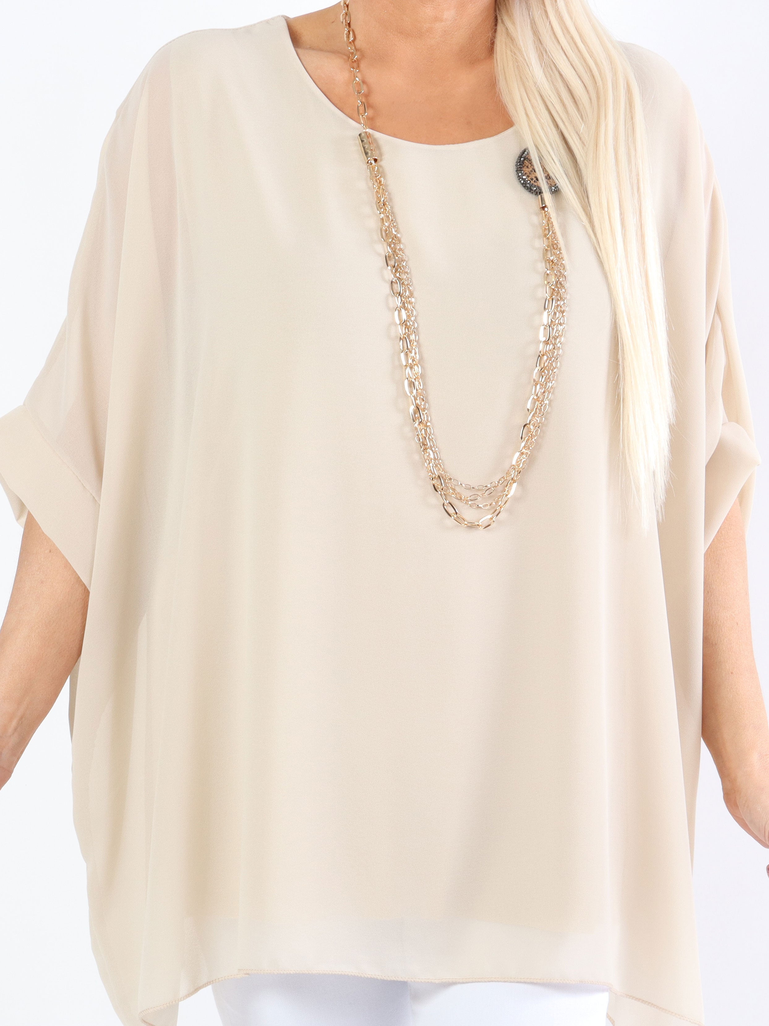 Patty - Sød plus size tunika med chiffonlag yderst